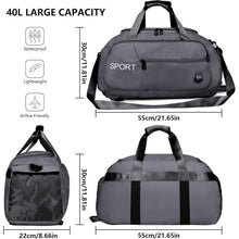 Sporttasche 40L mit Rucksackfunktion und Schuhfach Grau