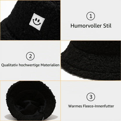 Damen Plüsch Fischerhut Wintermütze beige