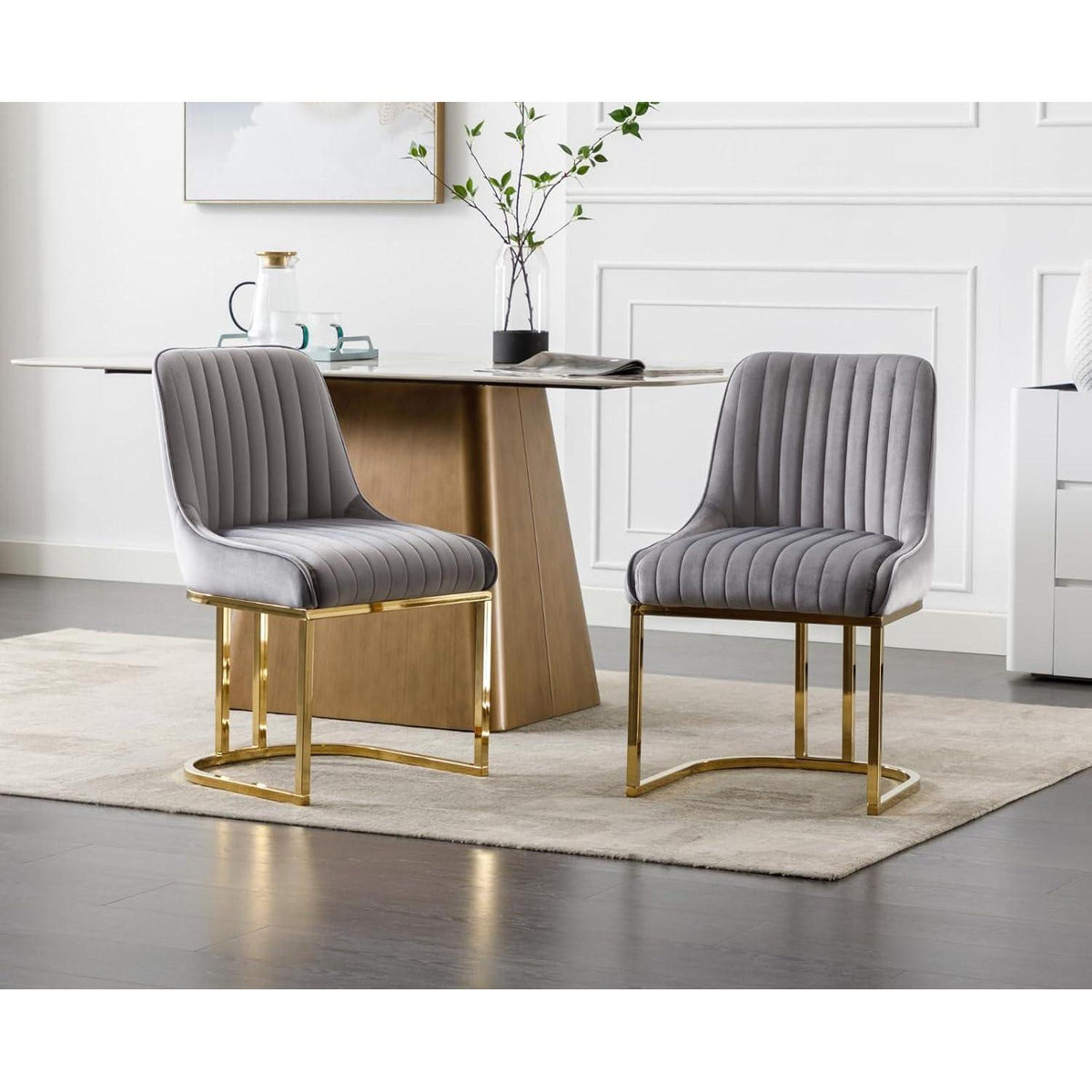Esszimmerstühle 2er Set Samt Grau – Modern & Komfortabel