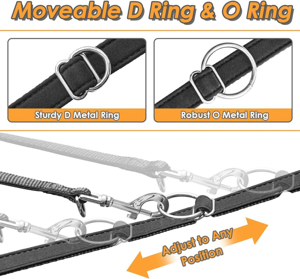 PETCOOZ Hundeleine Verstellbare Schleppleine mit Karabiner, Führleine Doppelleine für Hunde