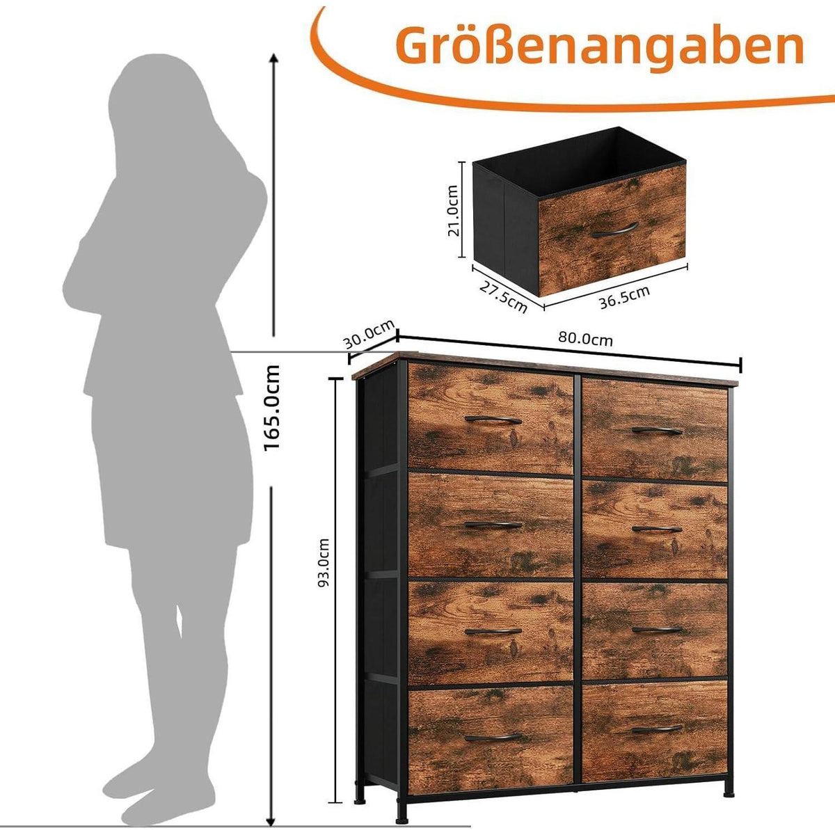 Kommode mit 8 Stoffschubladen – Schlafzimmer Organizer