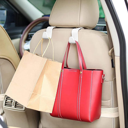 Auto-Kopfstützenhaken 4er-Set, Weiß, für Taschen & mehr