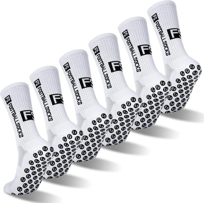 6 Paare weiße Fußballsocken Größe 39-46 Anti-Rutsch Sportsocken