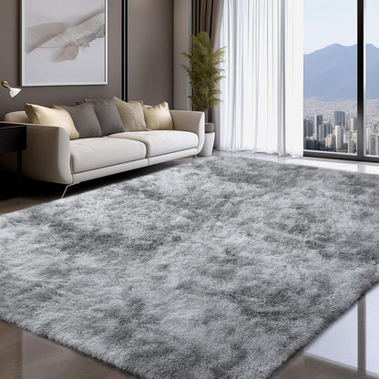 Grauer Hochflor Teppich 120x160 – Waschbar & Rutschfest