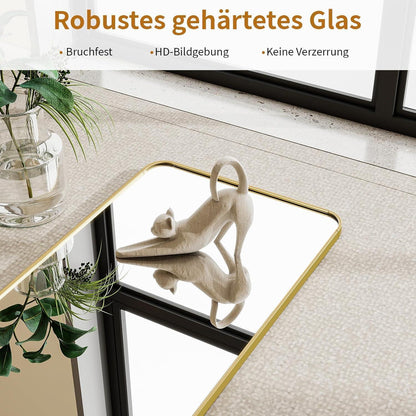 Standspiegel Ganzkörper Gold 150x40 cm – Abgerundete Ecken