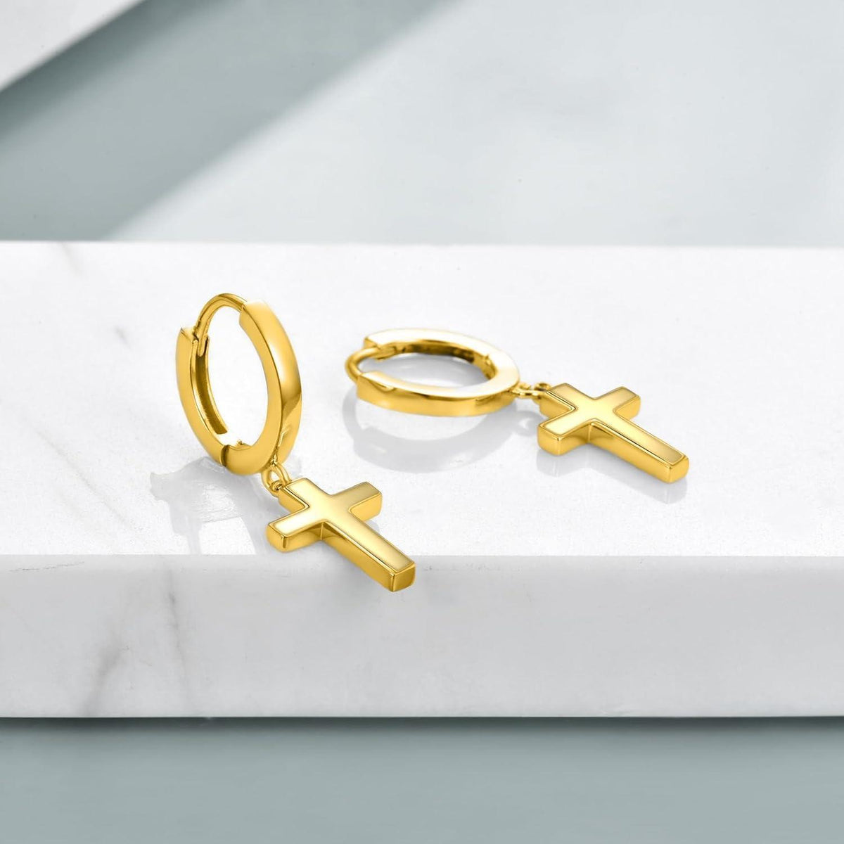 Creolen aus Sterling Silber mit Kreuz-Anhänger für Damen & Herren