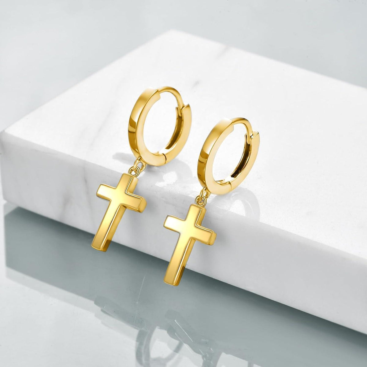 Creolen aus Sterling Silber mit Kreuz-Anhänger für Damen & Herren