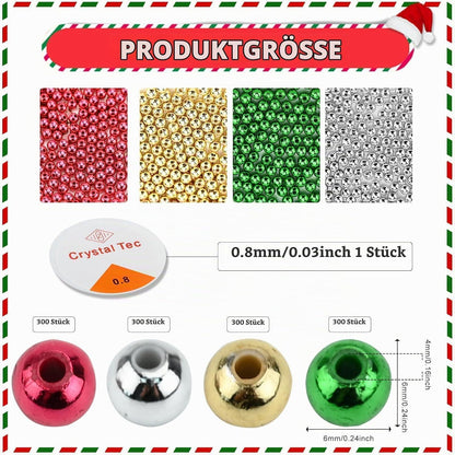 Weihnachts Bastelset 1200 Perlen für Kinder – DIY Schmuck & Deko