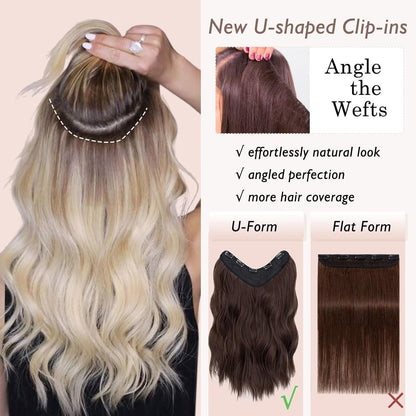 Gewellte Haarverlängerung Mittelbraun 45cm – Clip-In Einteiler