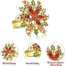 Weihnachts Serviettenringe Gold Blumen Strass 8 Stück 4x4cm