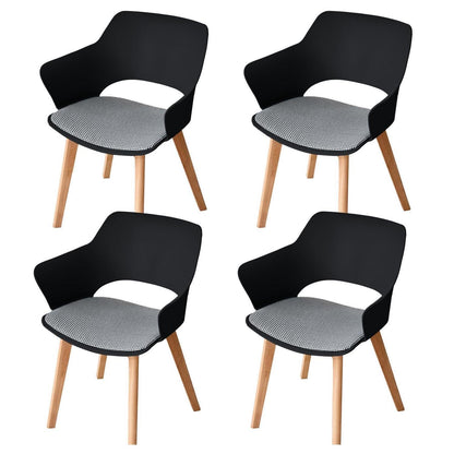 Esszimmerstuhl Set 4er-Pack, Massivholz, Stoffpolster, Schwarz