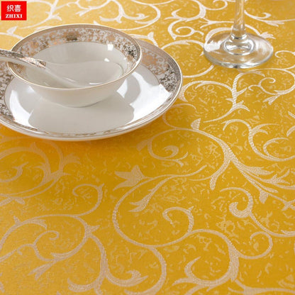 Runde Jacquard Tischdecke Gelb 360 cm – Elegant & Pflegeleicht