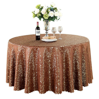 Runde Jacquard Tischdecke Dunkelbraun 340 cm – Elegant & Pflegeleicht