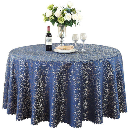 Runde Jacquard Tischdecke Marineblau 340 cm – Elegant & Pflegeleicht