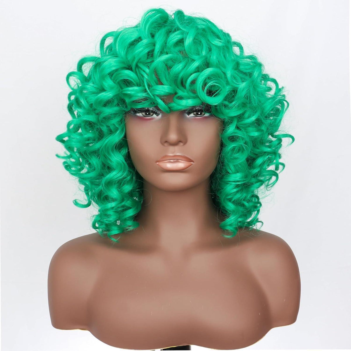Grüne Afro Perücke Damen – Kurz, Lockig, Synthetisch