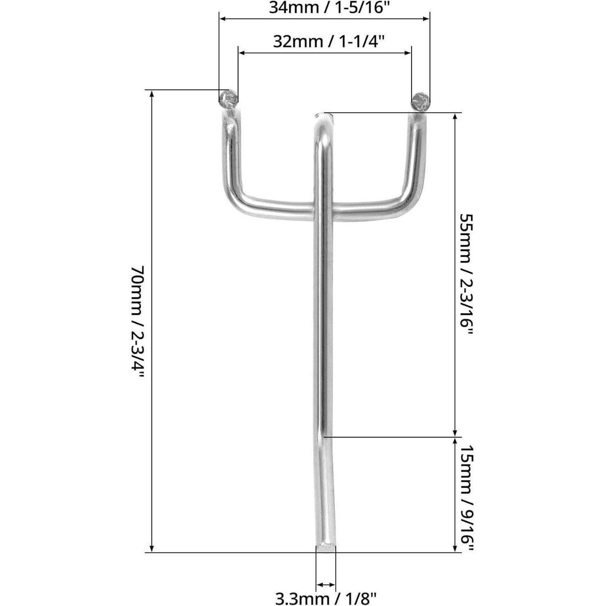 Lochwandhaken 7cm Edelstahl 50 Stück für Werkzeug und Displays