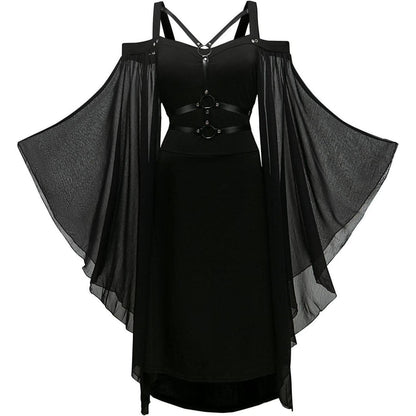 Gothic Kleid Damen Vintage Mittelalterlich Schwarz XL
