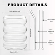 Geripte Cocktailgläser Longdrinkgläser 350ml 4x Strohhalmen