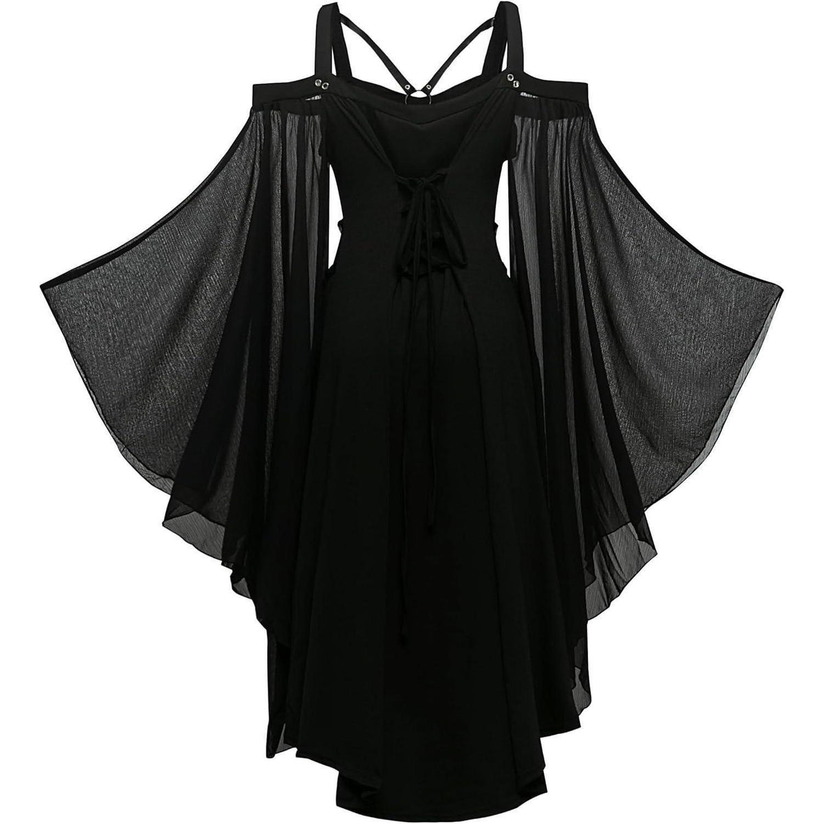Gothic Kleid Damen Vintage Mittelalterlich mit Trompetenärmeln