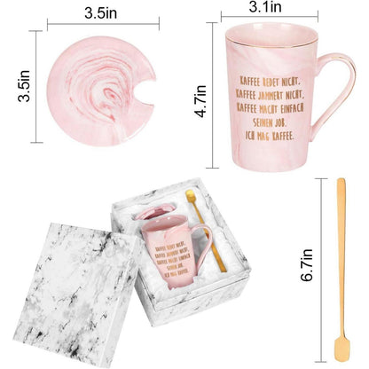 Kaffeetasse mit Spruch, Rosa Marmor, 400ml, Geschenk für Kollegen