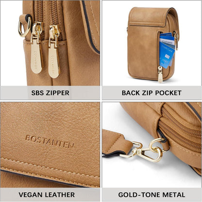 Umhängetasche Damen Leder Handytasche Geldbörse Magnet 6,7 Zoll