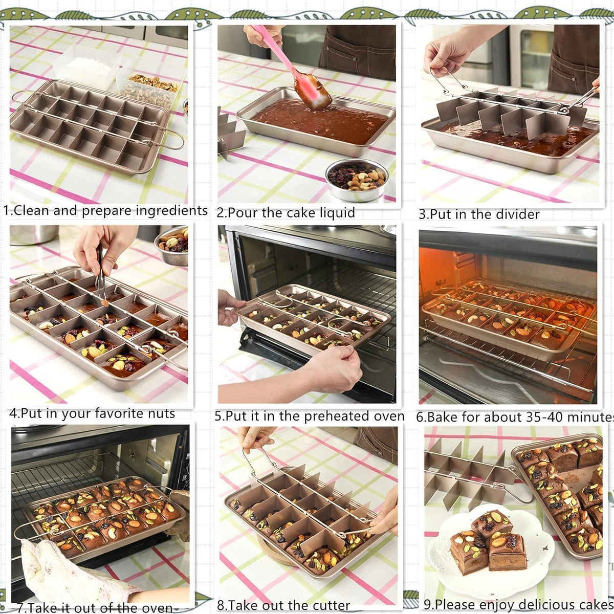 Brownie Backform mit Trennwänden – 18 Portionen