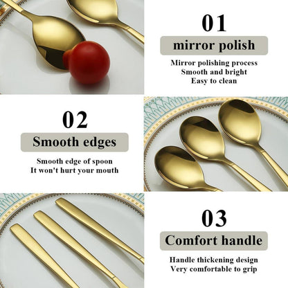 Suppenlöffel 12er Set Titan vergoldet Edelstahl modern