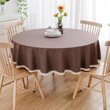 Runde Baumwollleinen Tischdecke Dunkelbraun 280 cm
