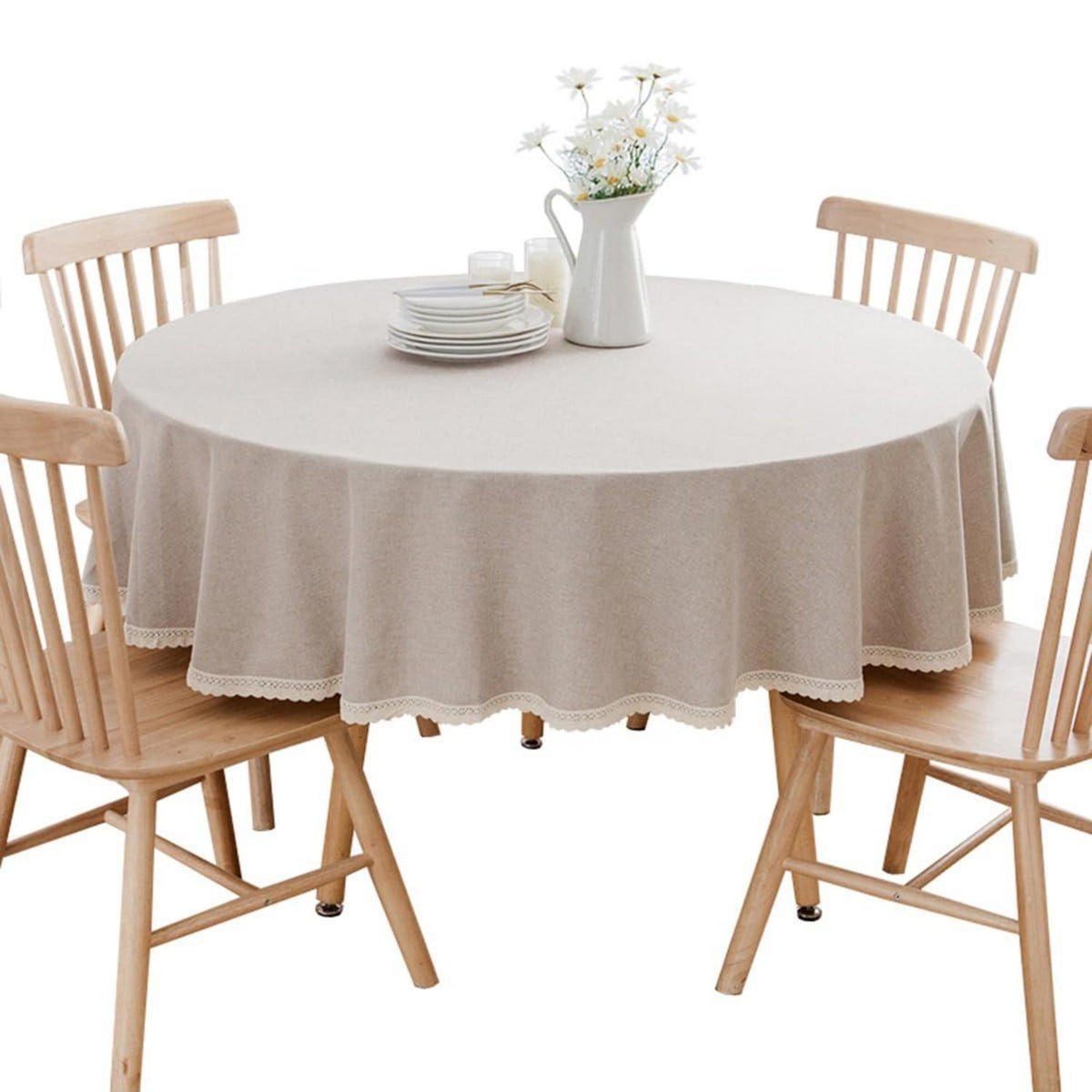 Runde Baumwollleinen Tischdecke 260 cm Kaki
