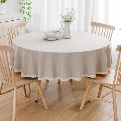 Runde Baumwollleinen Tischdecke 260 cm Kaki