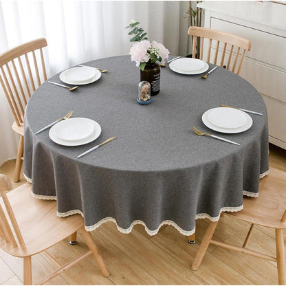 Runde Baumwollleinen Tischdecke 260 cm – Dunkelgrau