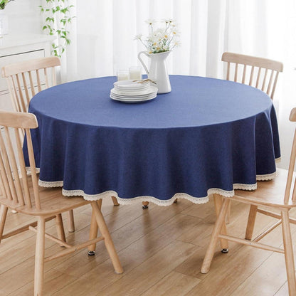 Runde Baumwollleinen Tischdecke Dunkelblau 240 cm