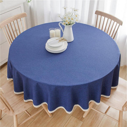 Runde Baumwollleinen Tischdecke Dunkelblau 240 cm