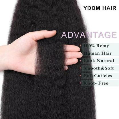 Echthaar Tape Extensions Schwarz Kinky Straight 22 Zoll
