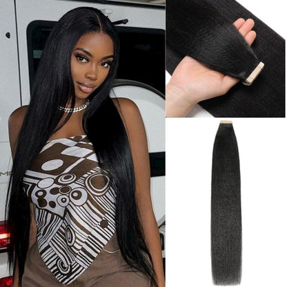 Schwarze Tape Extensions Echthaar 26 Zoll 100g