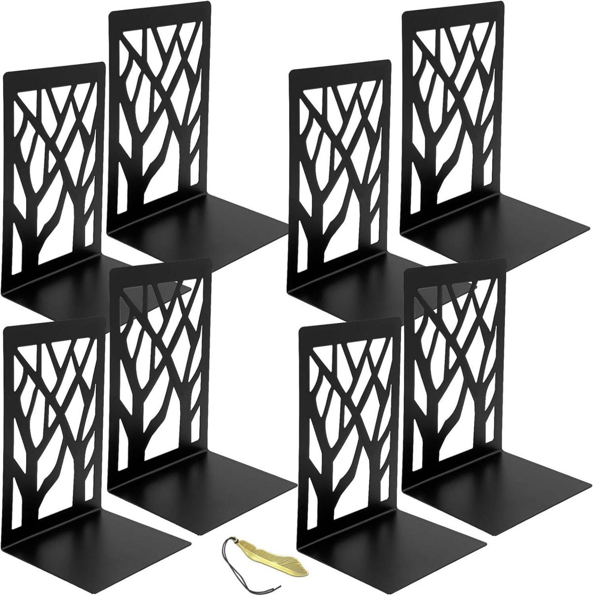 Moderne Metall Buchstützen Schwarz 4 Paar Set 12x9x16cm