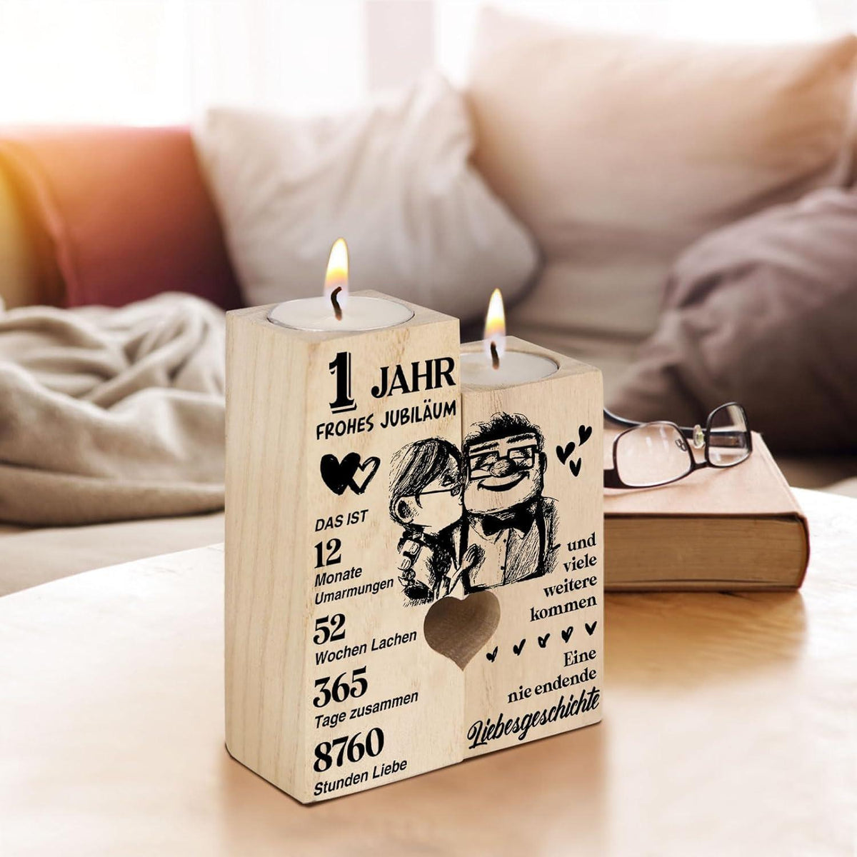 Holz Kerzenständer 1. Hochzeitstag Geschenk für Paare