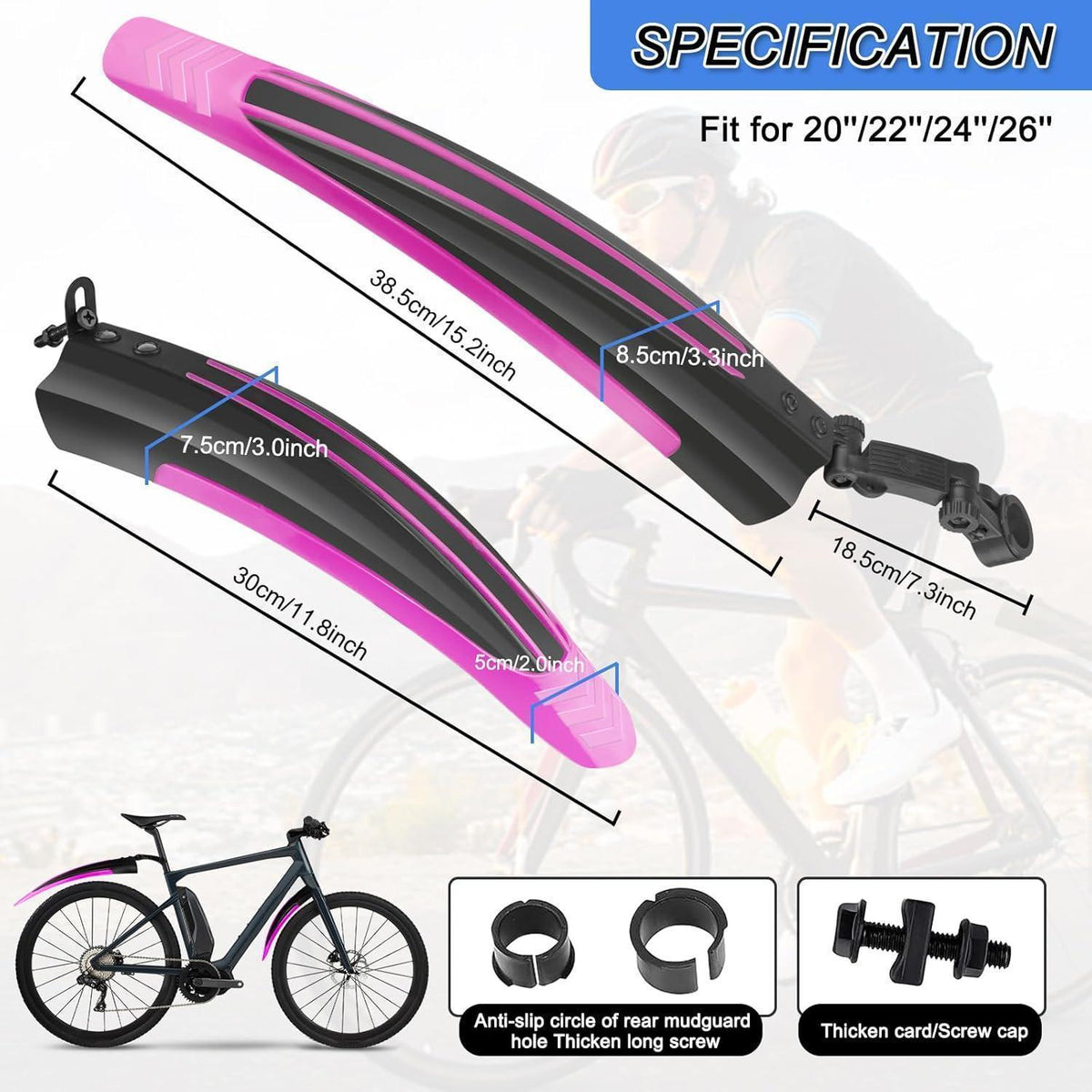 Verstellbares Fahrrad Schutzblech Set 20-26 Zoll