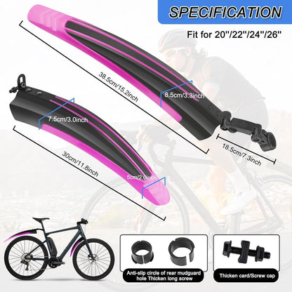 Verstellbares Fahrrad Schutzblech Set 20-26 Zoll
