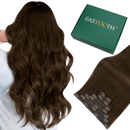 Echthaar Clip-Ins Braun 55cm – Volle Fülle & Natürlicher Look