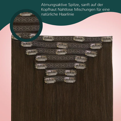 Echthaar Clip-Ins Braun 55cm – Volle Fülle & Natürlicher Look