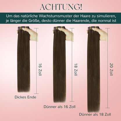 Echthaar Clip-Ins Braun 55cm – Volle Fülle & Natürlicher Look