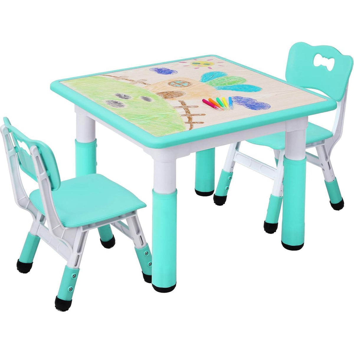 Höhenverstellbares Kindertisch-Stuhl-Set Minzgrün