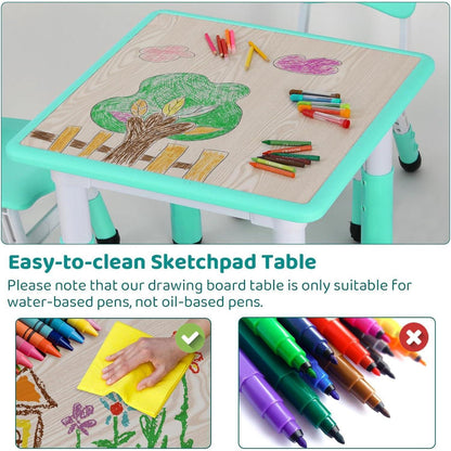 Höhenverstellbares Kindertisch-Stuhl-Set Minzgrün
