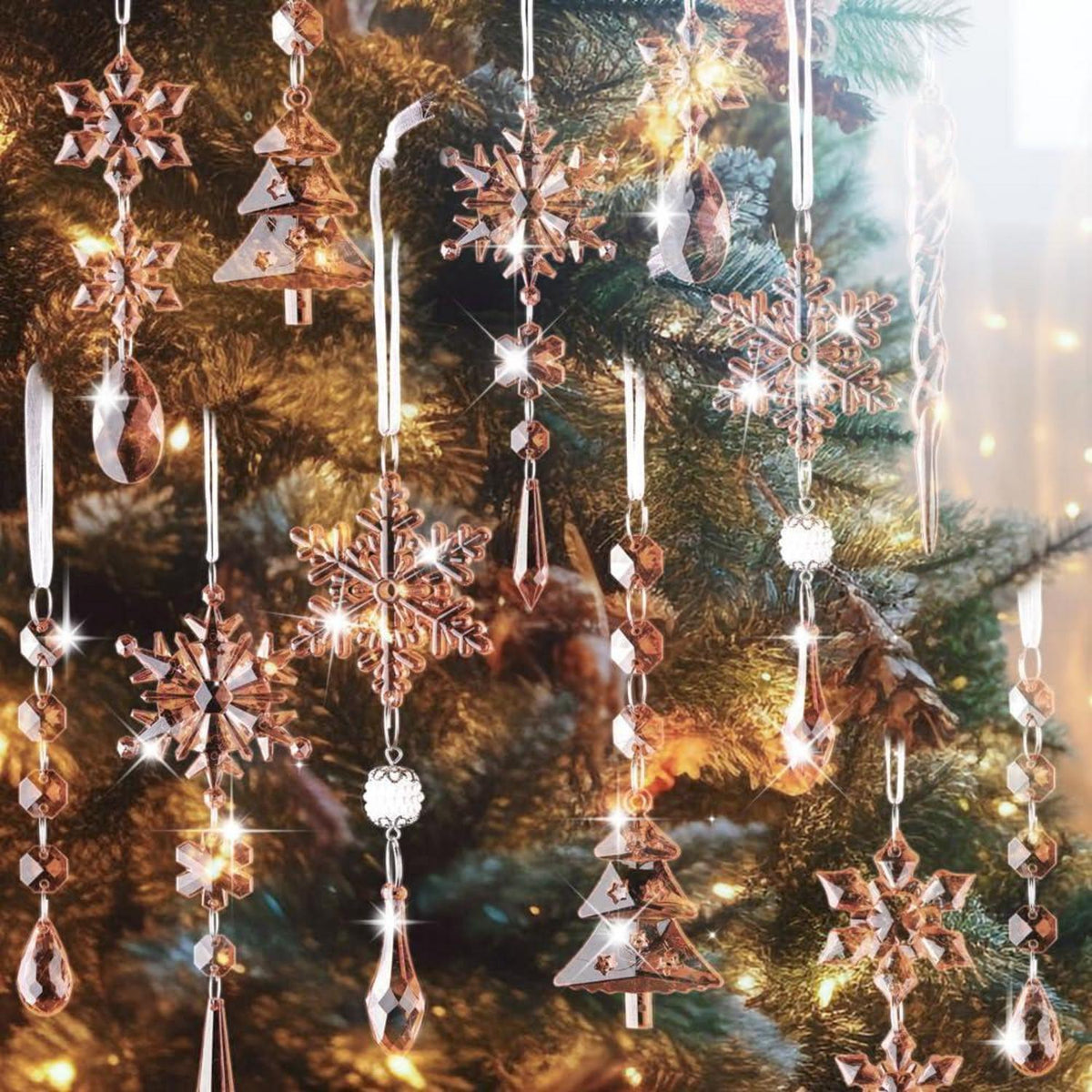Weihnachtsbaumschmuck Kristall Anhänger 26 Stück Gold