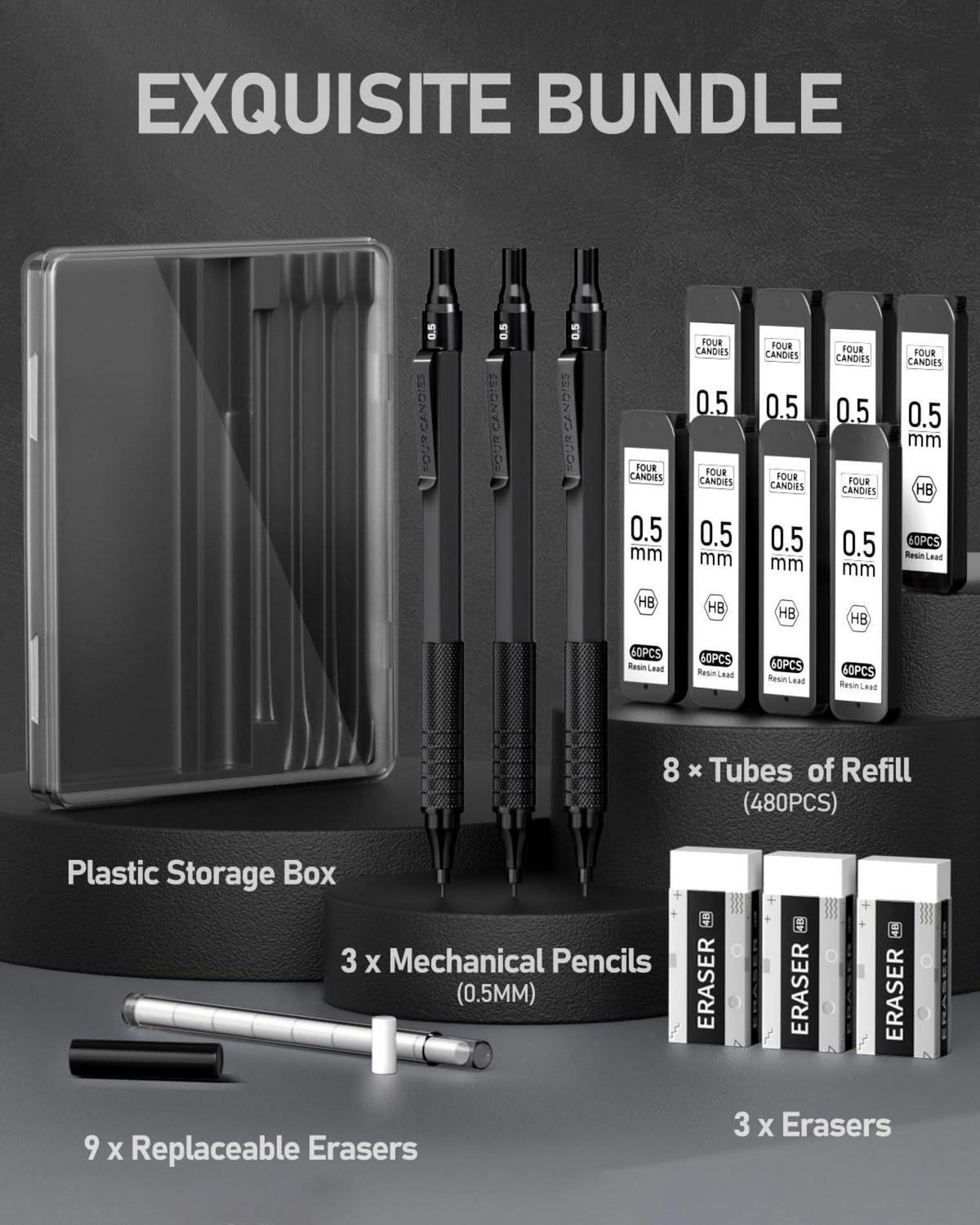 Druckbleistift-Set 0,5 mm mit Etui, 480 Stück