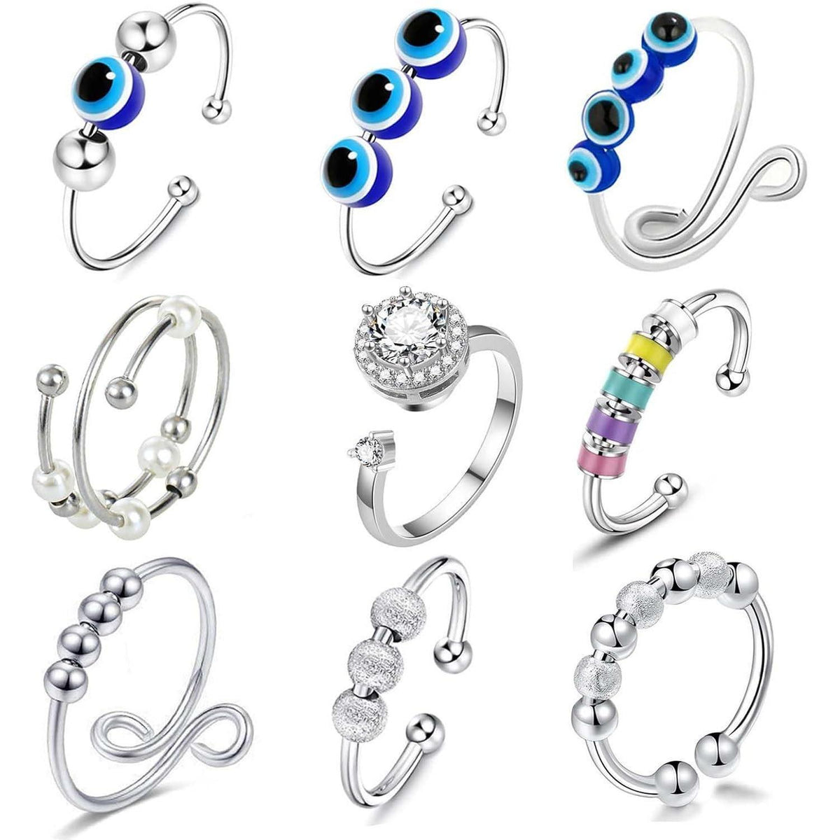 Verstellbarer Anti-Stress Ring Set für Damen – Angst & Spinner Ring