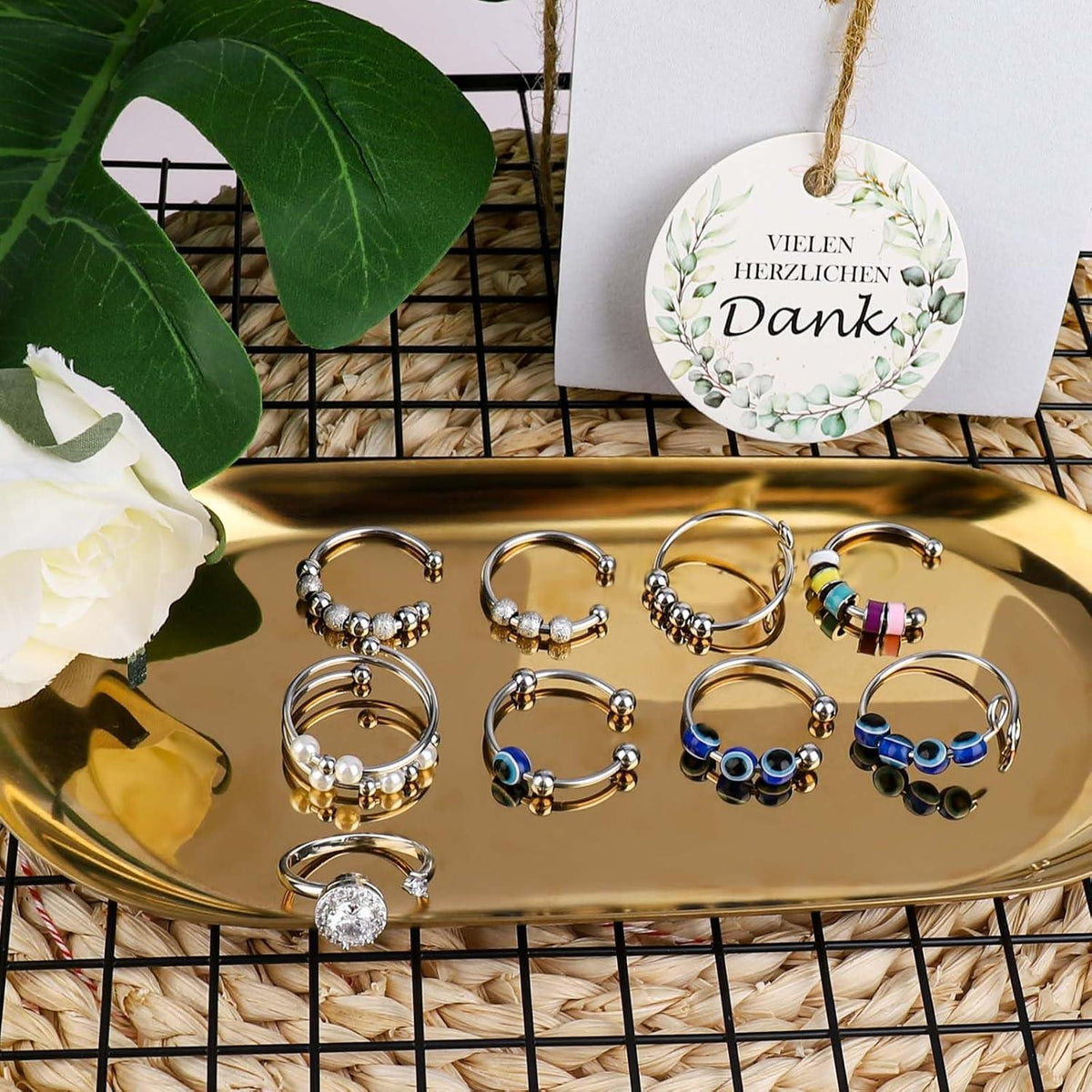 Verstellbarer Anti-Stress Ring Set für Damen – Angst & Spinner Ring