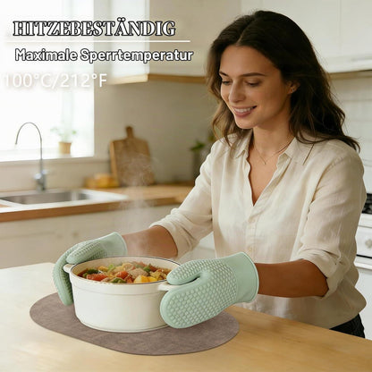 Oval Tischset 6er Set Beige – Abwaschbar & Hitzebeständig