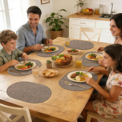 Oval Tischset 6er Set Beige – Abwaschbar & Hitzebeständig